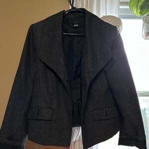 Ann Taylor EST 1954 Black and White Herringbone Blazer, Size 14 Career